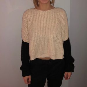 Color block knit baggy sweater